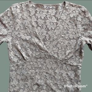 Vtg 90s y2k beige lace top